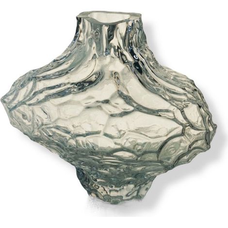 Vase Décoratif en Verre Soufflé à la Bouche et Taillé à la Main Transparent H16 x L20 cm - PANGIVO (1/5)