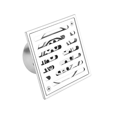 QAZQA Caniveau de Douche en Acier Inoxydable 110x110mm, 150x150 mm, Siphon de Sol pour Salle de Bain de Grand Calibre, Grille de vidange, Drain de Douche pour Cuisine, Salle de Bain(110 110mm) (1/5)