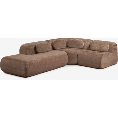 Canapé d'angle modulaire 3 pièces avec méridienne gauche en chenille emballé sous vide Merida SKLUM