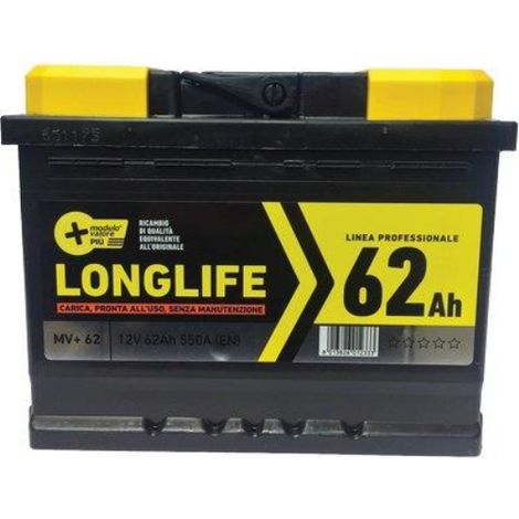 Batteria auto modulo valore + ah  62 dx spunto 550a mm 242x175 h.mm 190