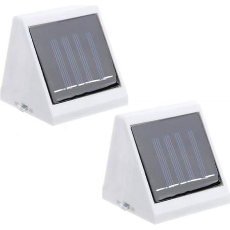 Lampe Solaire - Applique Murale Triangulaire Étanche - Pour Clôture Patio Terrasse Escaliers - 4 LED - Lot de 2 (1/4)