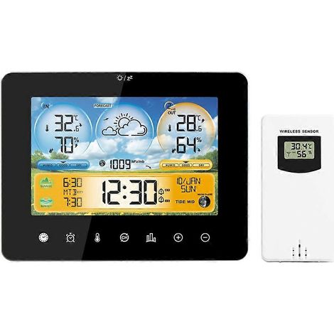 Digitaler Funkwecker, HD-Farbdisplay-Uhr für Räume mit Temperatur- und Luftfeuchtigkeitsanzeige, fürs Homeoffice (1/5)