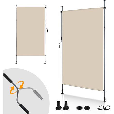 TolleTour Toldo vertical enrollable para exteriores Protección 150 x 270 cm anti-UV Toldo para exteriores con barras telescópicas sin taladrar Beige (1/5)