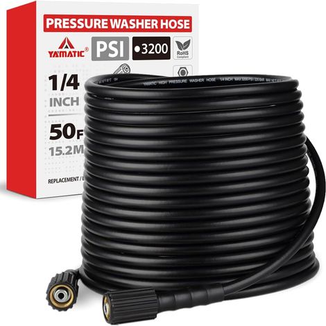 Tuyau de nettoyeur haute pression 7,6 m x 0,6 cm, 3200 psi, résistant aux torsions, qualité OEM, mise à niveau de qualité OEM, raccords en laiton M22-14 mm pour Ryobi, Troy Bilt, Greenworks
