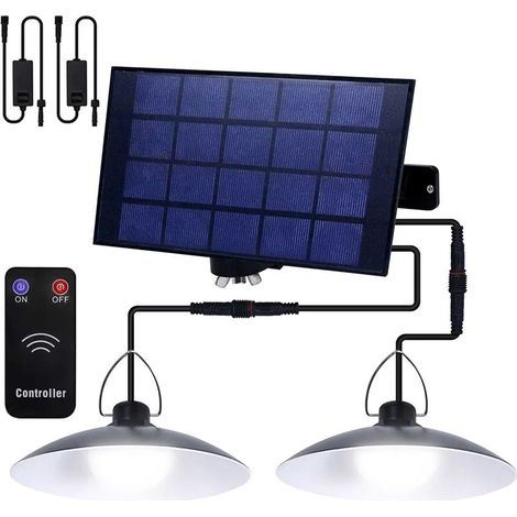 Lampe solaire d'extérieur suspendue avec télécommande, étanche IP65, à LED, avec 2 lampes (1/5)