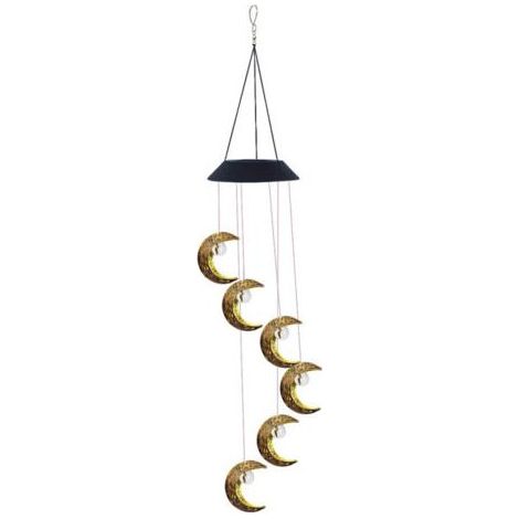 Carillon solaire imperméable en forme de lune, éclairage d'extérieur, luminaire décoratif de paysage, idéal pour une pelouse (1/5)