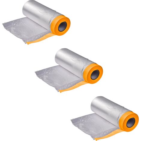 3 x Abdeckfolie mit Fineline Malerband Klebeband Kreppband mit Folie 270cm x 16m (1/4)