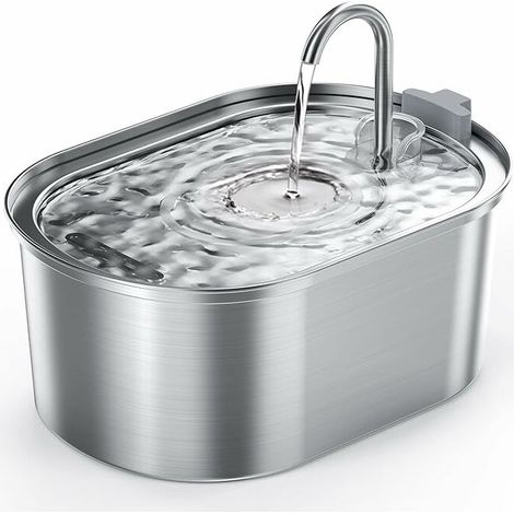 Fontaine a Eau Chat en Acier Inoxydable, 3,2L Fontaine à Eau pour Chat Automatique avec Pompe Silencieuse, Conception Passe au Lave-Vaisselle, Convient à Plusieurs Animaux