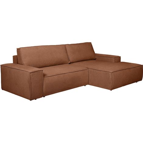 Divano letto in Tessuto testurizzato Terracotta - Angolo a destra - AMELIA