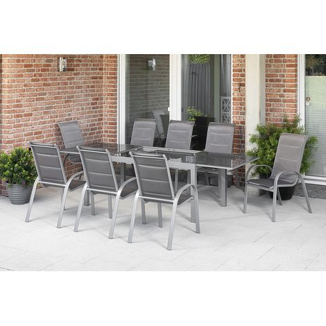 Amalfi di lusso Set 9tlg 8 Sessel Semi T 200(300)x100cm