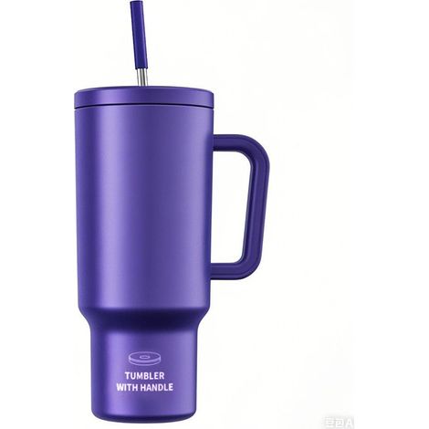 Thermobecher 1,2 L Edelstahl mit Griff, doppelwandig isoliert, auslaufsicher, für Heiß- und Kaltgetränke (1/5)