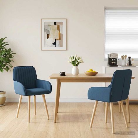 vidaXL Sedie da pranzo 2 pcs Tessuto Blu 56,5 x 50 x 87,5 cm (1/5)