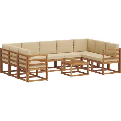 Outdoor Sofa Set with Cushion 10 pcs Natural and Beige vidaXL (1/5)