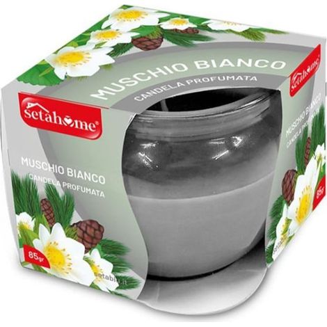 TrAdE Shop Traesio - Set 2pz Candela Profumata Ambiente Shrink 70gr Fragranza Muschio Bianco In Vasetto 403565 -