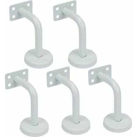 5pcs Supports de Main Courante d'Escalier, Supports Acier Inoxydable Blanc de Rampe d'Escalier-60x80mm-Vis de montage fournis-Pour Fixation Rampes d'Escalier et garde corps Intérieure et Extéri (1/4)