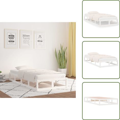 Massivholzbett Weiß 75x190 cm - Holzbett - Massivholzbette - Kiefernbett - Einzelbett - Jugendzimmer (1/5)