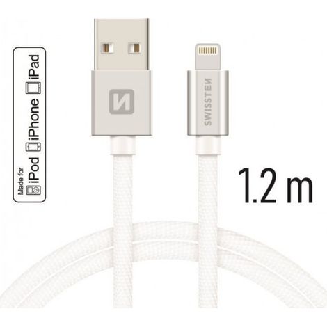 Datenkabel Textil usb / Lightning mfi 1,2 m silver