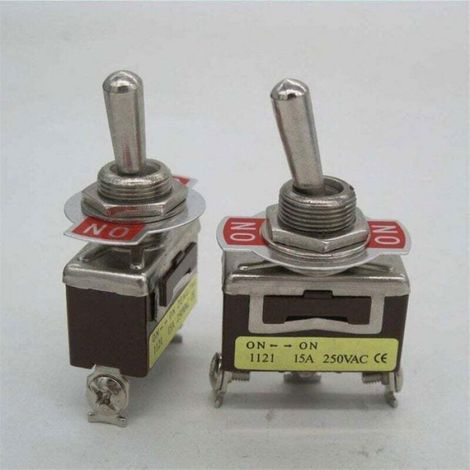 3pièces Interrupteur à Levier 2 Positions SPST 2 Borne ON/ON Interrupteur à bascule Métal 20A 125V 15A 250V+3pièces Housse Femeo (1/4)