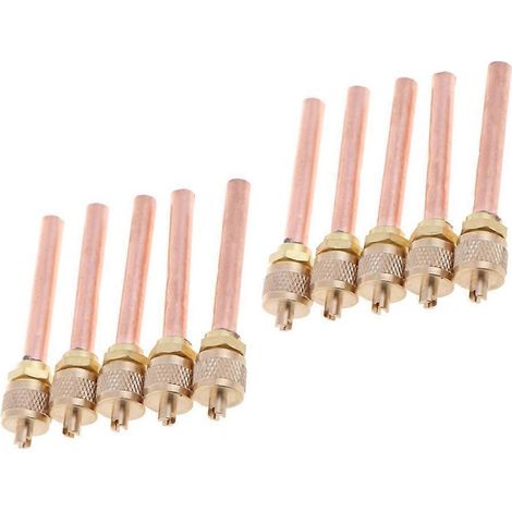 Lot de 10 vannes d'accès 1/4 pouce SAE, diamètre extérieur 1/4 pouce, tige de 2,755 pouces, noyau renforcé, pour climatiseur et réfrigération. (1/5)