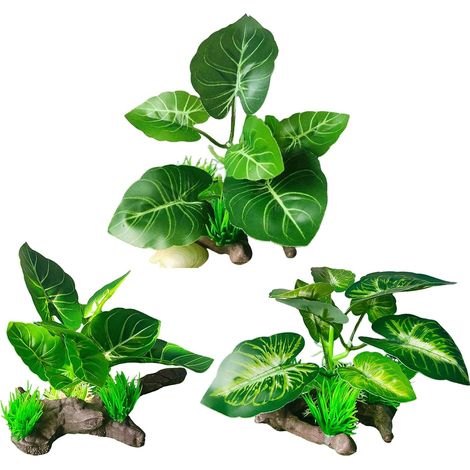 3 Pièces Plante Artificielle Exterieur, Decoration Aquarium Fleur (1/5)
