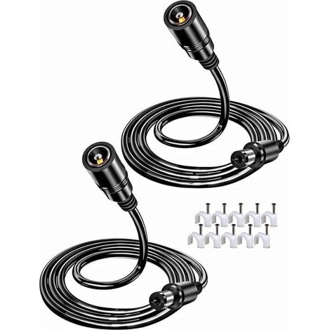 Rallonge CC - Adaptateur secteur - Caméra de sécurité - Câble épais 18 AWG - 10 mètres - Noir (1/3)
