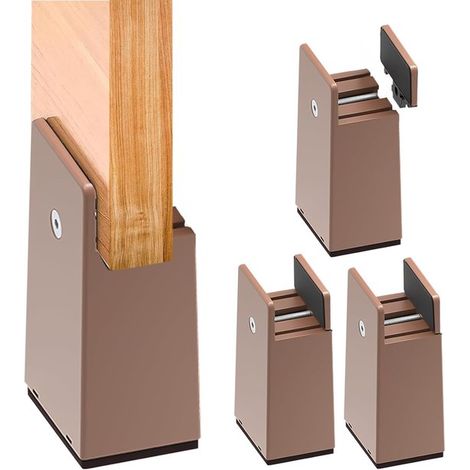 Set di 4 piedini regolabili per mobili (altezza 10 cm) per tavoli, sedie, letti e divani, adatti a piedini con larghezza da 10 a 37 mm. (1/5)