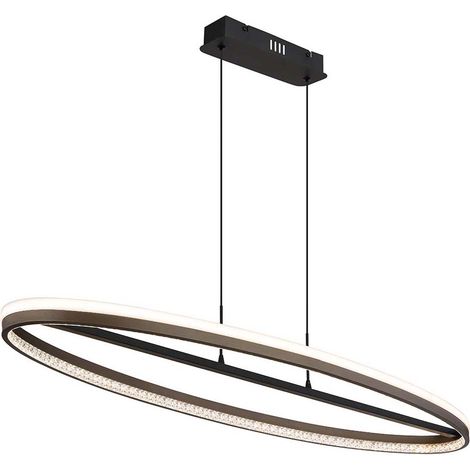 Hängelampe Pendellampe Esstischleuchte oval grau Kristalle klar CCT LED H 150 cm