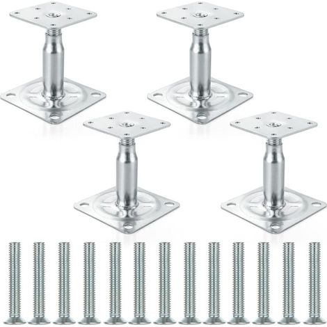 Lot de 4 Supports de Poteau Galvanisés Réglables, Base Fixe de Toit, Solide et Robuste pour Construction (130-180mm) (1/5)