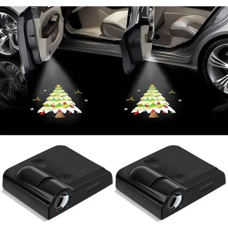 Set aus zwei Autotür-Einstiegsleuchten in Carbonfaser-Schwarz mit Infrarotsensor und HD-Projektion zum Öffnen (1/3)