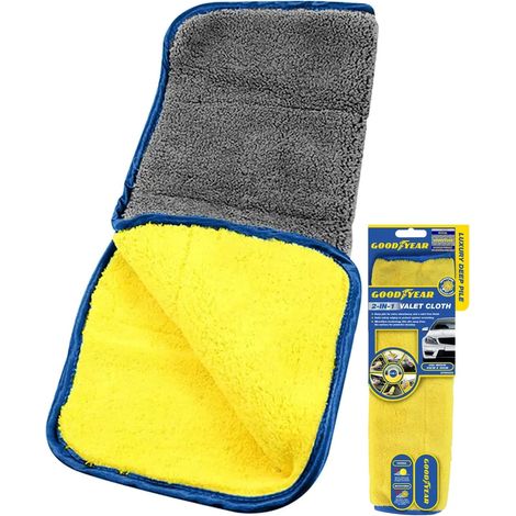 Goodyear 2 in 1 Microfibre Valet Cloth Cloths Car Cleaning Drying Valeting