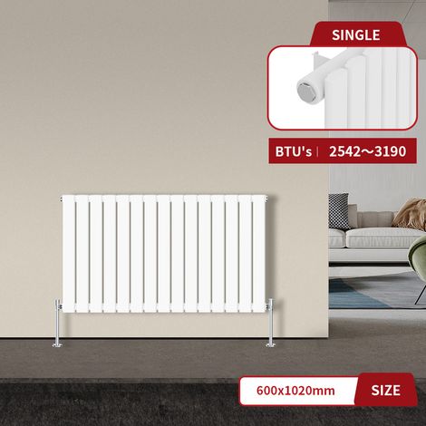 Warmehaus Flat Panel Radiator White Horizontal 600x1020mm Single (1/5)