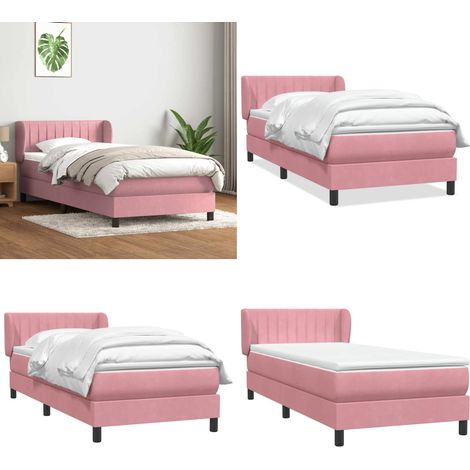 vidaXL Boxspringbett mit Matratze Rosa 80x220 cm Samt (1/5)