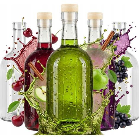 Lot de 5 magnifiques bouteilles en verre BLANKA de 500 ml avec bouchon en liège – Idéales pour les liqueurs, les jus et le vin (1/5)