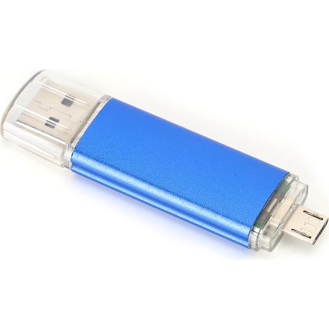 Clé USB 2.0 OTG Mini Métal Double Tête Bleu Brillant CW10050 (64 Go)
