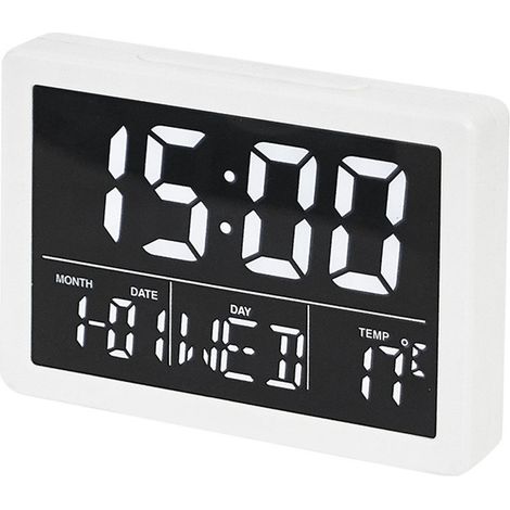 Horloge LED - Écran Grand Format - Réveil de Chevet avec Capteur de Luminosité Automatique - 2 Ports USB - Blanc - Unité (1/5)
