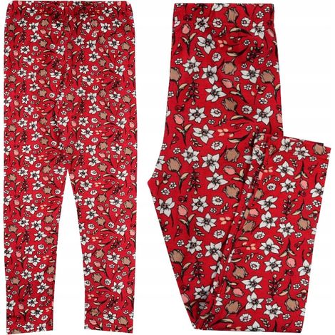 Leggings aus Baumwolle mit bunten Blumen, rot, 104 H009C