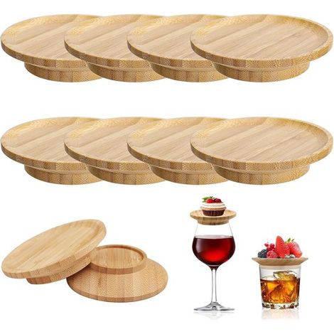 Paquete de 10 adornos de madera para copas de vino，10 cm，Adorno para embutidos y postres (1/5)