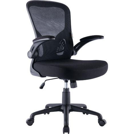 Sedia Ufficio Ergonomica Girevole Reclinabile Poltrona da Scrivania con Braccioli, Regolabile in Tessuto - Nero (1/5)