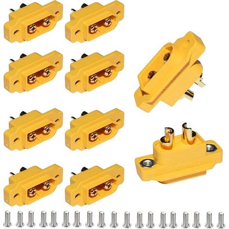Lot de 10 connecteurs encastrables XT-60 XT60E XT60E-M 2Pin avec vis pour RC Drone Connexion de Batterie Lipo (1/5)