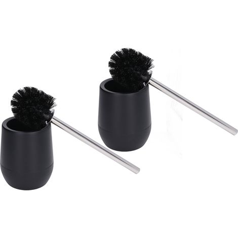 Set mit 2 schwarzen WC-Bürsten im nordischen Design, inklusive Sockel, bohrfrei, kreative WC-Bürste fürs Badezimmer, kein Bohren erforderlich (1/5)