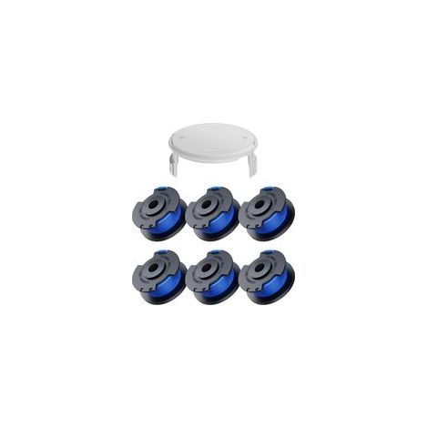 7 Pack Bobine Fil Coupe Bordure pour Ryobi One + AC14RL3A 18v 24v 40v Coupe Bordures, 2mm Bobine de Fil Debroussailleuse(6 Bobine Fil Coupe Bordure,1 Couvercle) H703