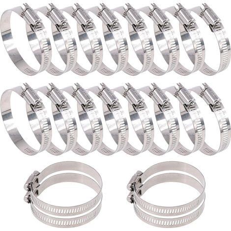 20 verstellbare Schneckengetriebe-Schlauchschellen (46-70 mm) aus Edelstahl 304