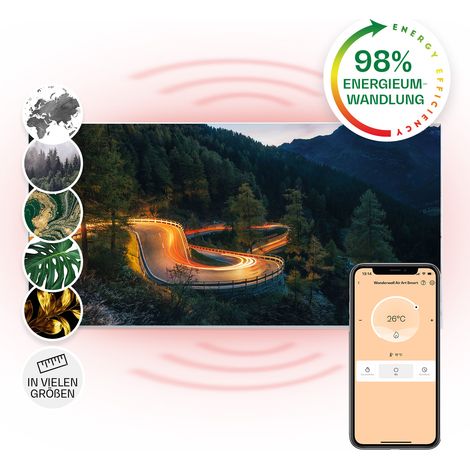 Klarstein Air Art Smart Chauffage Infrarouge, 700W Radiateur Electrique pour Maison, Contrôle via l'Application IoT/WiFi, Détection de Fenêtre Ouverte, Chauffage Mural, Thermostat, Econome, Sans CO2