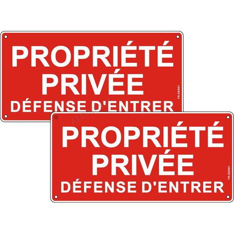 Panneau Propriété Privée Aluminium Réfléchissant 15×30 cm, 2 Pièces Panneau Propriété Privée Défense D'entrer Metal, Résistant aux UV, Imperméable, Avec Trous Percés (1/5)