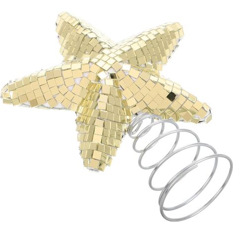 Étoile Dorée pour Sapin de Noël en Verre et Écume, Décoration Scintillante à 5 Branches pour Décorations de Noël, Effet Glamour et Fixation Sécurisée (1/5)