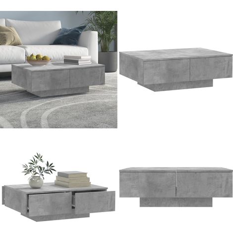 Tavolino da Salotto Grigio Cemento 90x60x31cm Legno Multistrato - Tavolino da caffè - Tavolino in legno