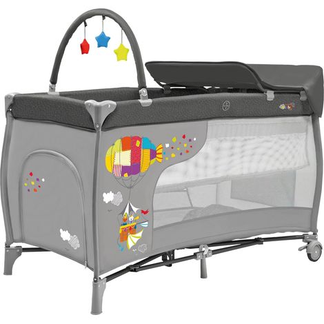 Asalvo Culla da viaggio 120 x 60 Mix Plus per bebè da 0 a 15 kg/3 EN 1. Culla, parco e cambiatore/Pieghevole in 30 secondi con altezza regolabile/grigio Zep (1/5)