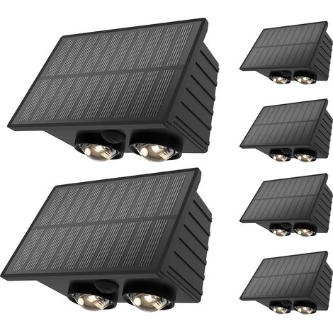 Lampes solaires d'extérieur avec détecteur de mouvement, 3 modes d'éclairage et 3 températures de couleur, étanchéité IP67, pour mur de maison, jardin, terrasse comme décoration d'intérieur (4 (1/5)