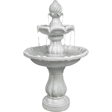 MDA Designs Aruna Elegant 3-Tier Outdoor Water Fountain Self-Contained Stunning Garden Feature with Cascading Waterfall