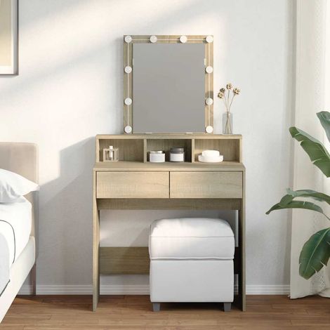 vidaXL Coiffeuse avec LED chêne sonoma 80x41x144,5 cm (1/5)